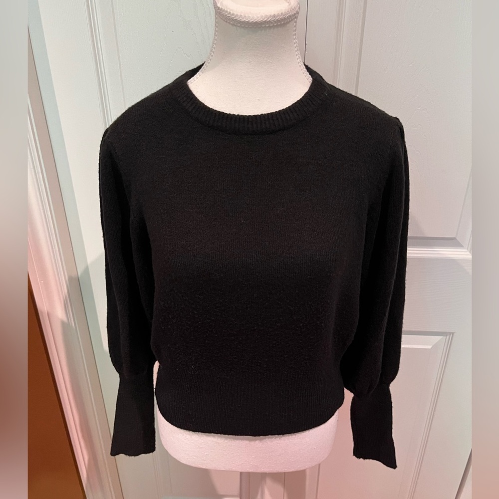 Zara Balloon Sleeve Black Knit Sweater